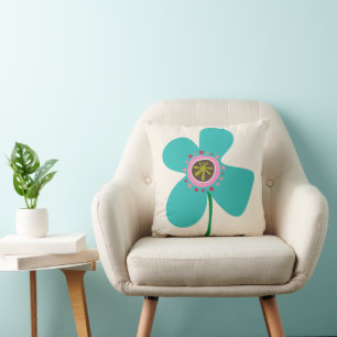 Aqua Blauwe Madeliefjes Knal Zomer Bloemen Patroon Kussen