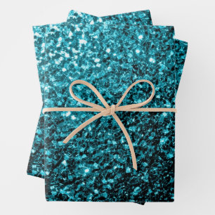 Aqua blauwe nepschittertjes glinsteren inpakpapier vel