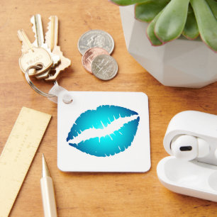 Aqua Blauwe Ombre Lippen Sleutelhanger