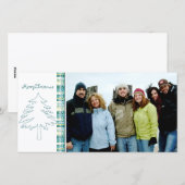 Aqua Blauwe Pijnboom & Sneeuwvlok Kerstmis Feestdagenkaart (Voorkant / Achterkant)