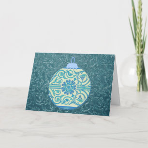 Aqua Blauwe Retro Kerstvakantiekaart Kaart