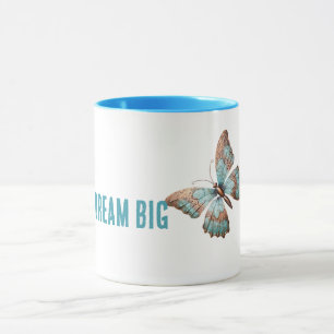 Aqua Blauwe Roos Roest Goud Droom Vlinder Mok