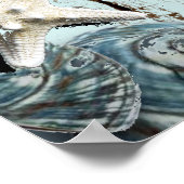 aqua blauwe schelp strand bruiloft welkom poster (Hoek)