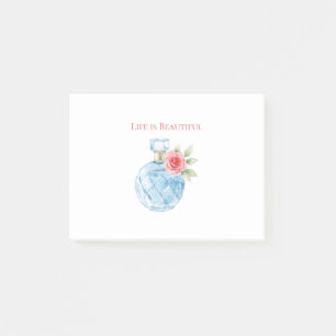 Aqua Blauwe Witte Parfumfles Roos Post-it® Notes