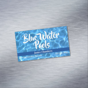 Aqua Blauwe Zwembad Foto Magnetisch Visitekaartje