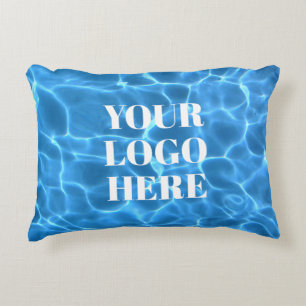 Aqua Blauwe Zwembad Foto voor je Logo Accent Kussen