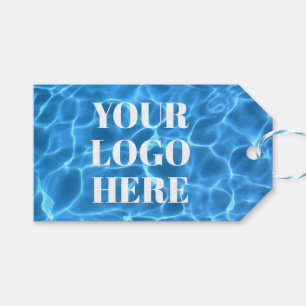 Aqua Blauwe Zwembad Foto voor je Logo Cadeaulabel