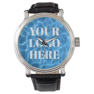 Aqua Blauwe Zwembad Foto voor je Logo Horloge