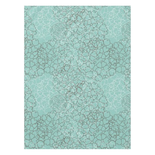 Aqua Blauwgroen Abstract Floral Pattern Tafelkleed (Voorkant)