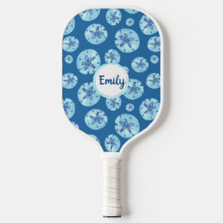 Aqua-blauwgroen blauw zand-dollar waterverf-douane pickleball paddle