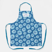 Aqua-blauwgroen blauw zand-dollar waterverf-douane schort (Voorkant)