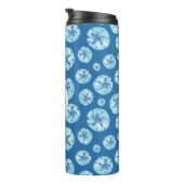 Aqua-blauwgroen blauwe zand-dollar waterverf-aange thermosbeker (Geroteerd rechts)