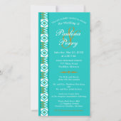 Aqua Blauwgroen Blue Kente Wedding Invitation (Voorkant)