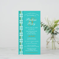 Aqua Blauwgroen Blue Kente Wedding Invitation