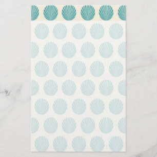  Aqua Blauwgroen Blue Shell Beach Pattern-cadeautj Briefpapier