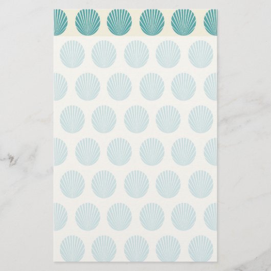 Aqua Blauwgroen Blue Shell Beach Pattern-cadeautj Briefpapier (Voorkant)