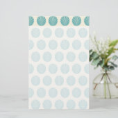 Aqua Blauwgroen Blue Shell Beach Pattern-cadeautj Briefpapier (Staand voorkant)