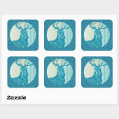  Aqua Blauwgroen Buck Deer Birch Tree Snowflake Vierkante Sticker (Vel)