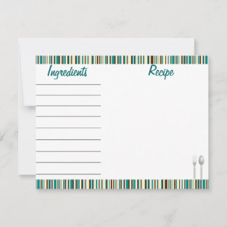 Aqua Blauwgroen Cream Recipe Kaart - voor- en acht