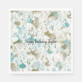 Aqua Blauwgroen Cream Waterverf Tie Dye Abstract Servet