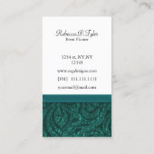 aqua blauwgroen damast kroonluchter Chic Visitekaa Visitekaartje (Achterkant)