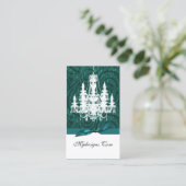 aqua blauwgroen damast kroonluchter Chic Visitekaa Visitekaartje (Staand voorkant)