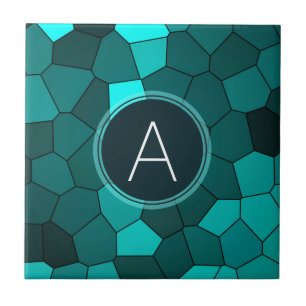 Aqua Blauwgroen Glas in lood Mosaic Tegeltje