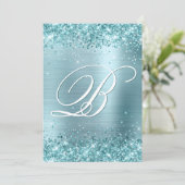 Aqua Blauwgroen Glitter Bleek Blauwe Folie 50e ver Kaart (Staand voorkant)