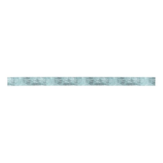 Aqua Blauwgroen Glitz Glitter Zebra Afdrukken Lint (Voorkant)