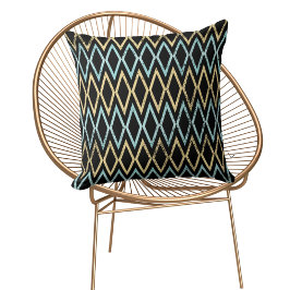 Aqua Blauwgroen Gold Diamonds op Black Pillow Kussen