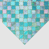 Aqua Blauwgroen Gold Oriental Moroccan Tile Tissuepapier (Detail)