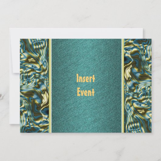 Aqua blauwgroen gouden feest kaart (Voorkant)