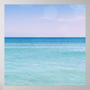 Aqua Blauwgroen lavender Ocean Waves Tropisch stra Poster