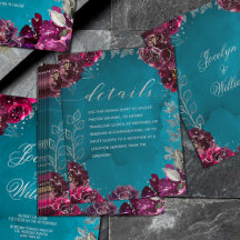 Aqua Blauwgroen Merlot Jewel Tone Wedding Details 