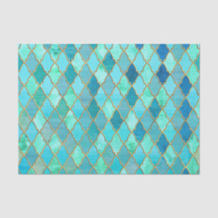 Aqua Blauwgroen Mint Gold Oriental Moroccan Tile Tissuepapier