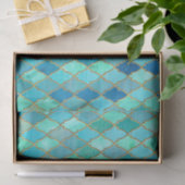 Aqua Blauwgroen Mint Gold Oriental Moroccan Tile Tissuepapier (Geschenk)