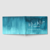 Aqua blauwgroen modern kunstboek aangepast bezoeke gastenboek (Volledig)