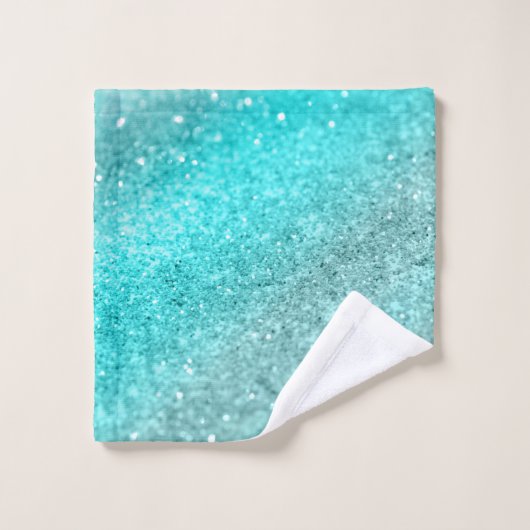 Aqua Blauwgroen Ocean Glitter #1 Bad Handdoek (Wasdoekje)