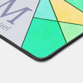 Aqua blauwgroen retro Mozaïek Driehoek Patroon Mon Bureaumat (Hoek)