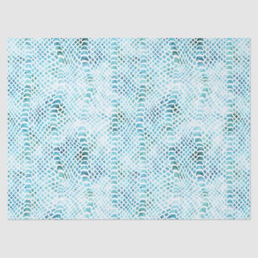 Aqua Blauwgroen Snake Print Tissuepapier (Voorkant)