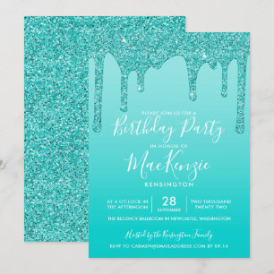 Aqua Blauwgroen sparkle Glitter drijft elk jaar op Kaart