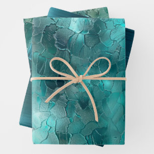 Aqua Blauwgroen Turquoise Glam Inpakpapier Vel