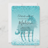 Aqua Blauwgroen Turquoise Sparkle Eenhoorn Kaart (Voorkant)
