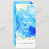 Aqua bleu aquarelle, programme de mariage pour réc (Devant / Derrière)