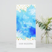 Aqua bleu aquarelle, programme de mariage pour réc (Debout devant)