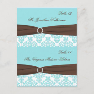 Aqua Bleu, Brown, Blanc Damas Cartes de la place