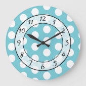 Aqua Bleu et Blanc Polka Pot horloge Whimsical (Recto)