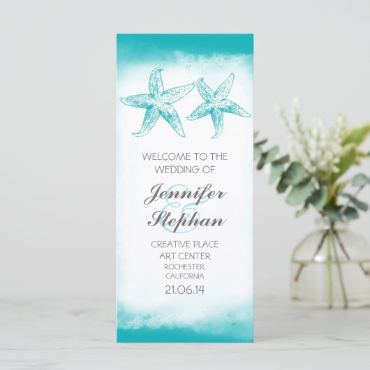 aqua bleu étoile couple plage mariage programmes (Debout devant)
