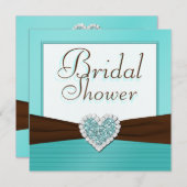 Aqua bleu, invitation blanc de Fête de la mariée (Devant / Derrière)