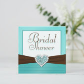 Aqua bleu, invitation blanc de Fête de la mariée (Debout devant)